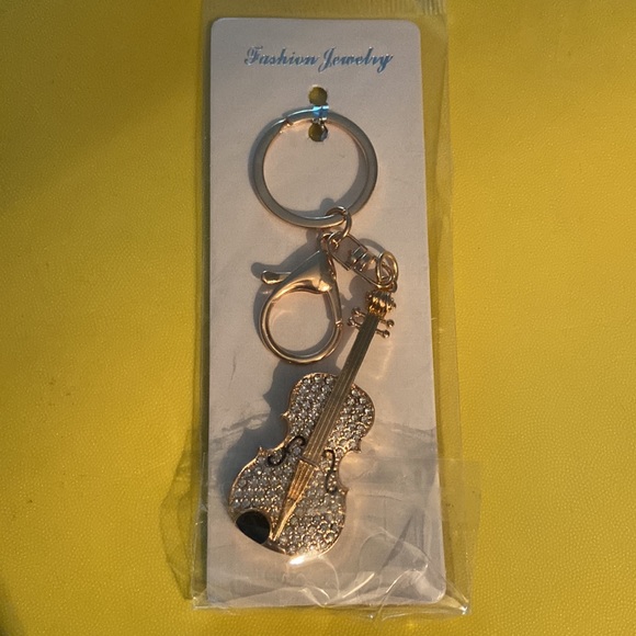 Purse Charm and Keychain-Violin, NEW - Picture 1 of 2